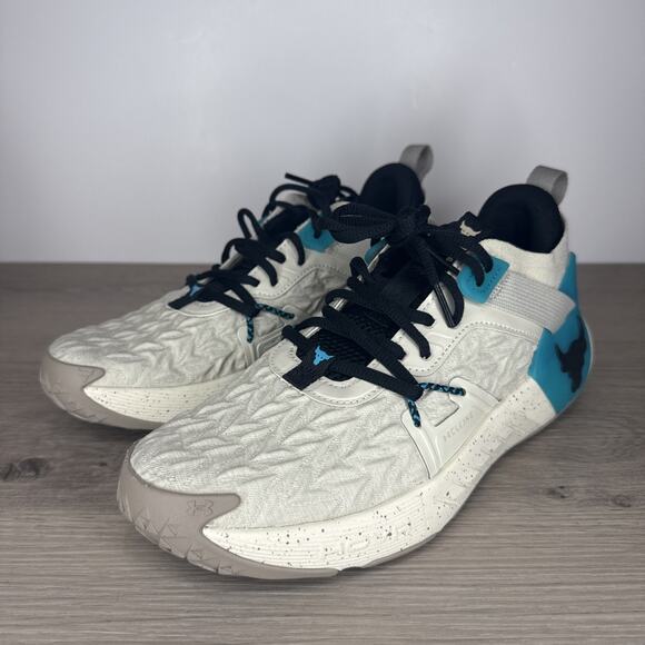 New Under Armour Project Rock 6 Training Shoes Men\'s Size 7.5 Tan Teal 3026534 main image 12